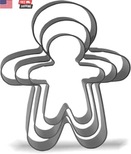 Gingerbread Man Cookie Cutter Set - 5”,4”,3” - 3 Piece - Stainless Steel