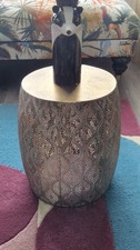 Moroccan-Style Metal Decorative Small Side Table With Vintage Brass Finish Exc