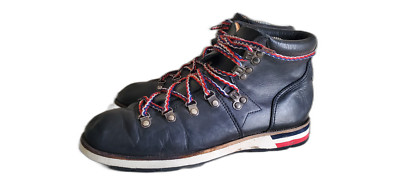 MONCLER Mens Black Leather Lace Up Hiking Boots Size 41EU 7.5US