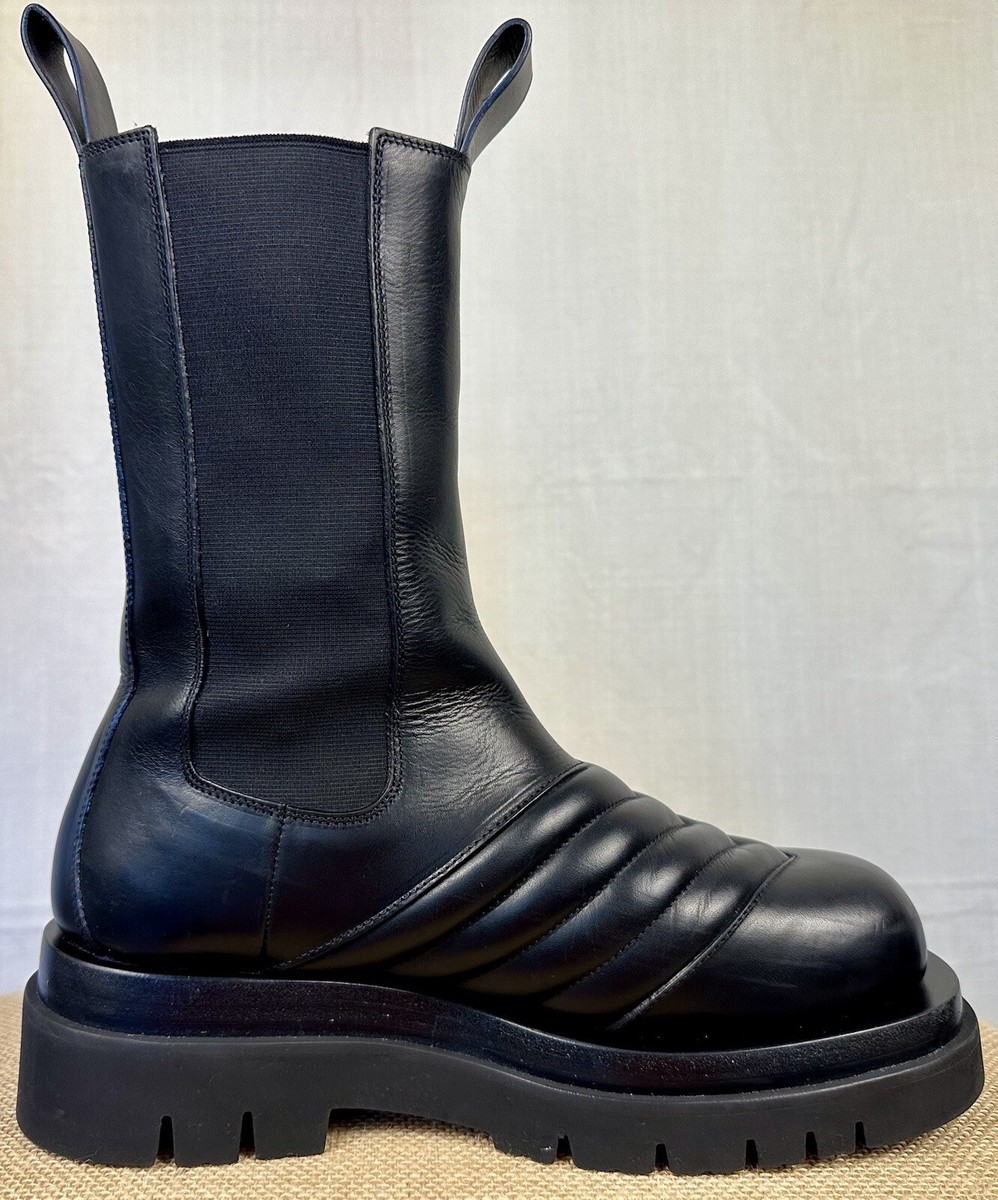 Auth Bottega Veneta Chelsea Black Guilted Heel Platform Auth Bottega Veneta Chelsea Black Guilted Heel Platform