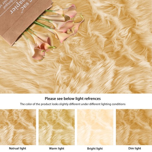 Latepis Faux Fur Sheepskin Area Rugs Soft Shaggy Carpet for Living Room Bedroom - Picture 71 of 219
