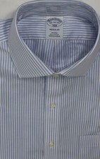 Brooks Brothers Regular 16-32/33 All Cotton Non Iron Stripe White-Navy NWT 118.0