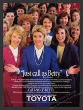 Toyota "Just Call Us Betty" Betty Goodeal 1980s Print Advertisement Ad 1988