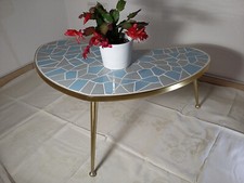 Nierentisch, Fliesenmosaik, 60- 70er, massiv Alu Guß eloxiert, neu verfugt