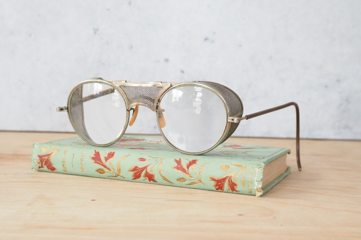 【超希少】1930's BAUSCH&LOMB - L ROUND Vintage Bausch and Lomb Safety Glasses steampunk 1940s mesh