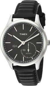 Timex Men's TW2P93200 IQ+ Move Acticity 41mm Black Dial Leather Watch | eBay