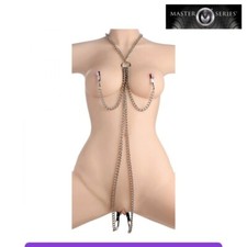 Nipple And Pussy Clamp Set Chain Collar BDSM Sex Toy Nipple Tourture Clit Toy