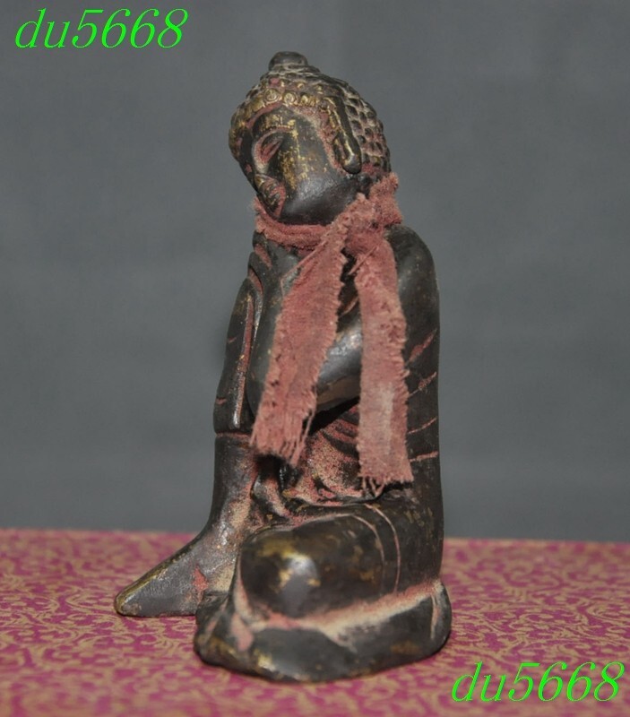 3.6"Buddhism temple bronze gilt Shakyamuni Sakyamuni Shakya Mani Buddha
