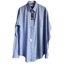 16.5 37 Blue Jos A Bank Traveler Dress Shirt New Mens Size Cotton 5FTD65772 Nwt