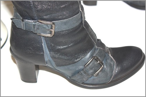 MOSQUITOS Bottes à Talons Cuir Bleu Pétrole et Gris T 37 TBE - Imagen 13 de 16