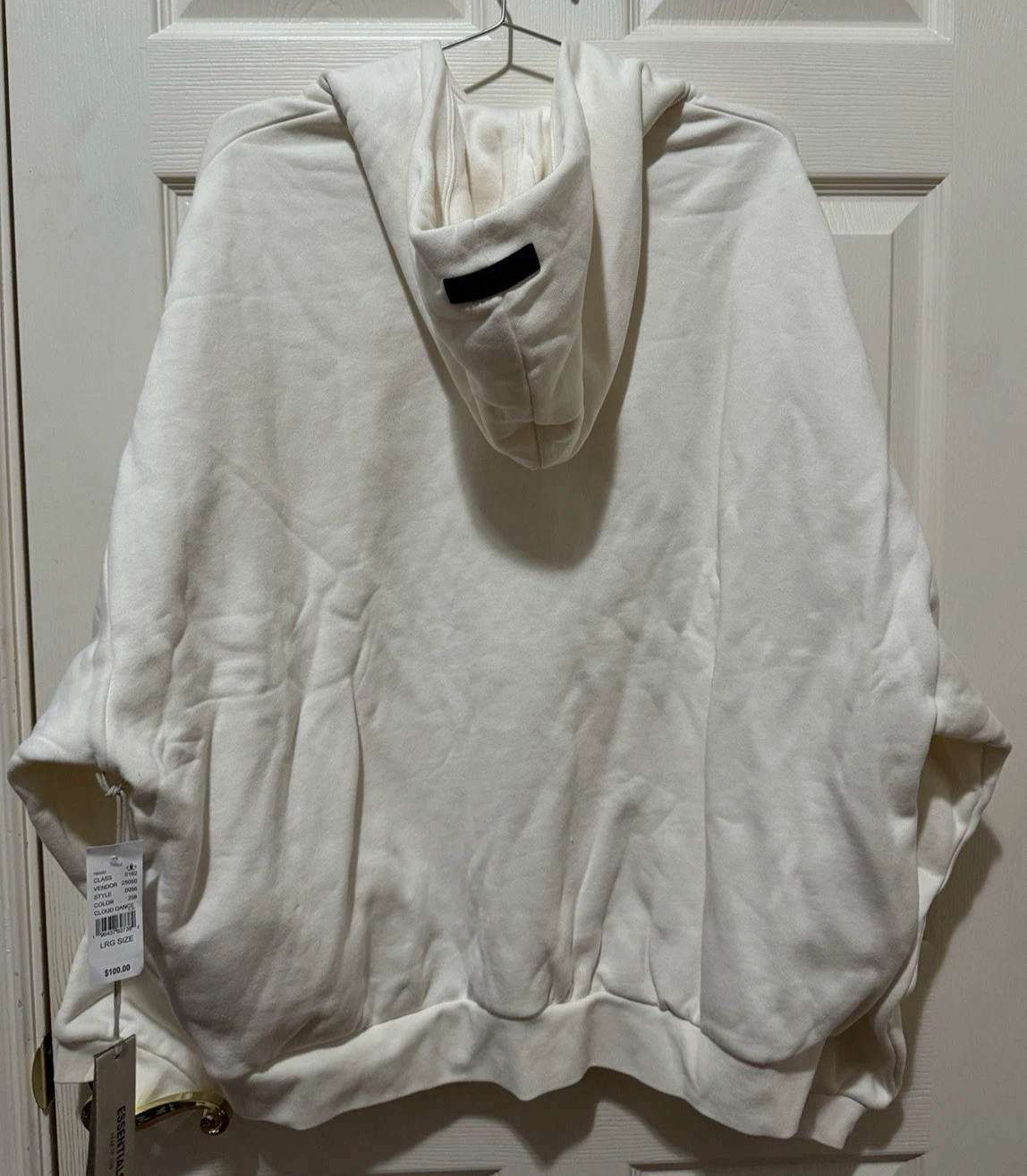 Felpa con cappuccio Fear of God Essentials Cloud Dancer nuova taglia large autentica