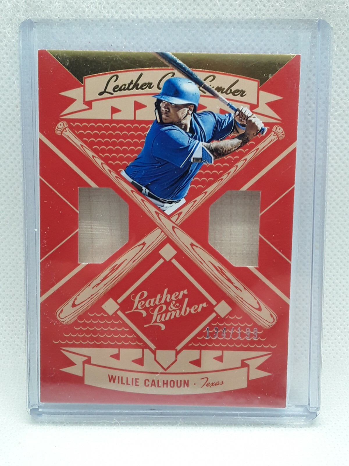 Willie Calhoun 2019 Leather & Lumber Baseball DUAL BAT PATCH /199 Texas Rangers
