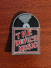 The Devil's Music Vinyl Records Goth Punk Emo Embroidered Iron On Patch  2x2.75"