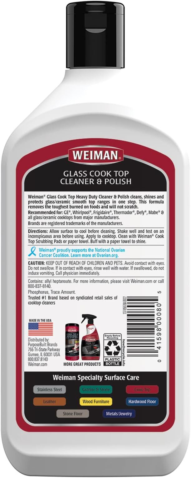 Weiman Ceramic/Glass Cooktop Cleaner & Polish Heavy Duty Stove Top 20