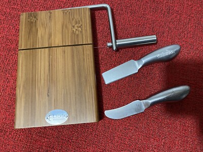 2er Set Gold Wildleder Messer und Holz Schneidebrett Käseschneider Eliss 