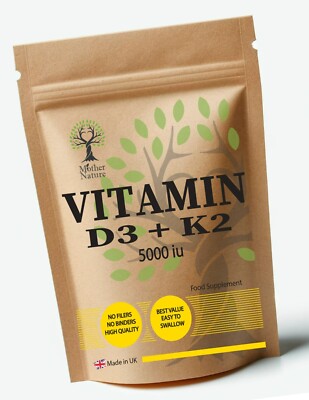 Vitamin D3 5000IU und K2 MK7 200mcg 120 Vitamin D3 Kapseln Bestes natürliches Pulver