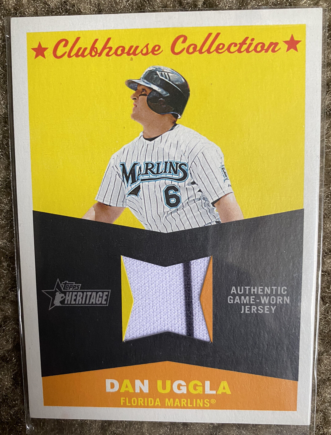 Dan Uggla 2009 Topps Heritage Clubhouse Collection Jersey Card Florida Marlins