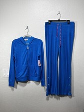 Juicy Couture Velour Tracksuit Set Blue Pink Spell Out Logo Y2K Vintage Large