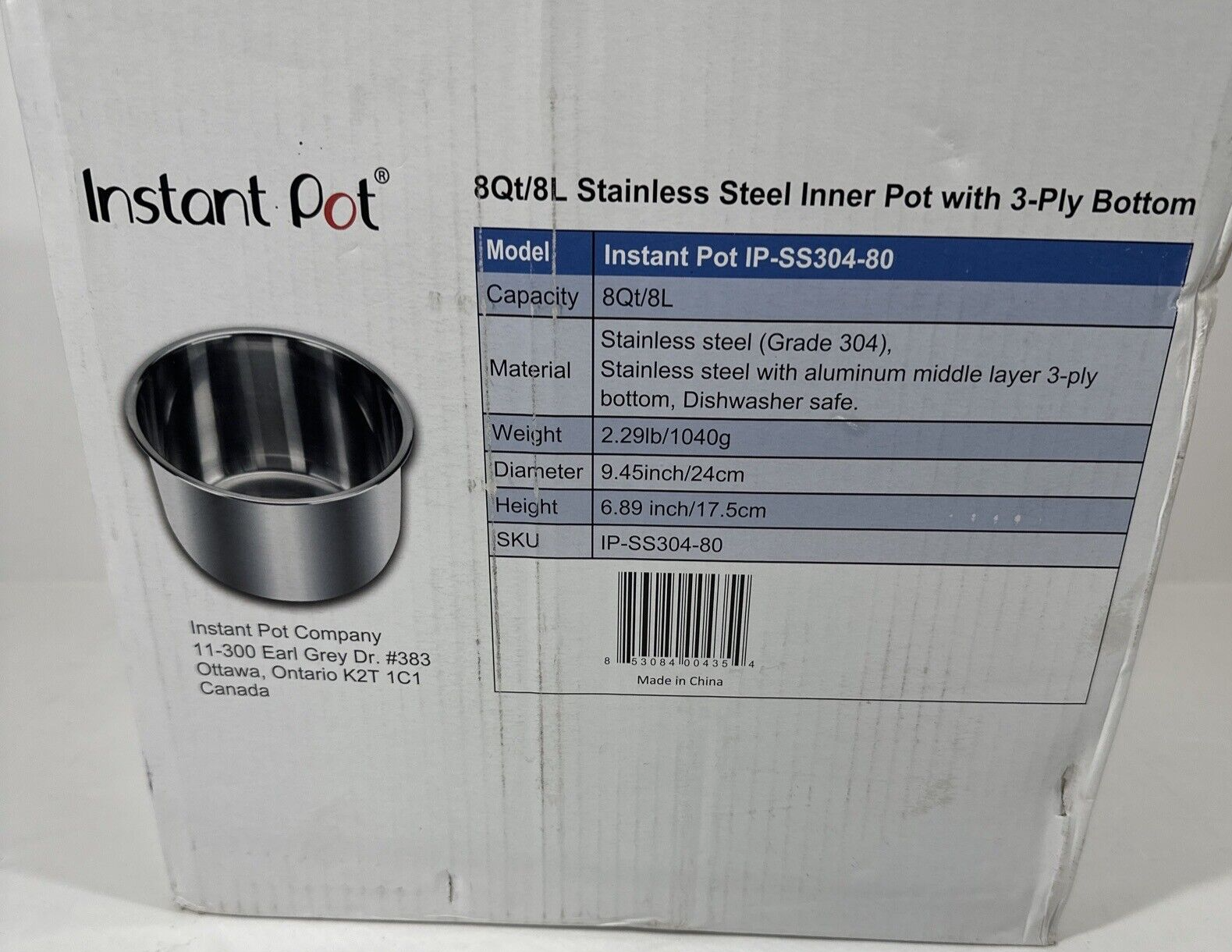 Instant Pot 8 Quart/8L Stainless Steel Inner Cooking Pot Open Box New Replacemen-image