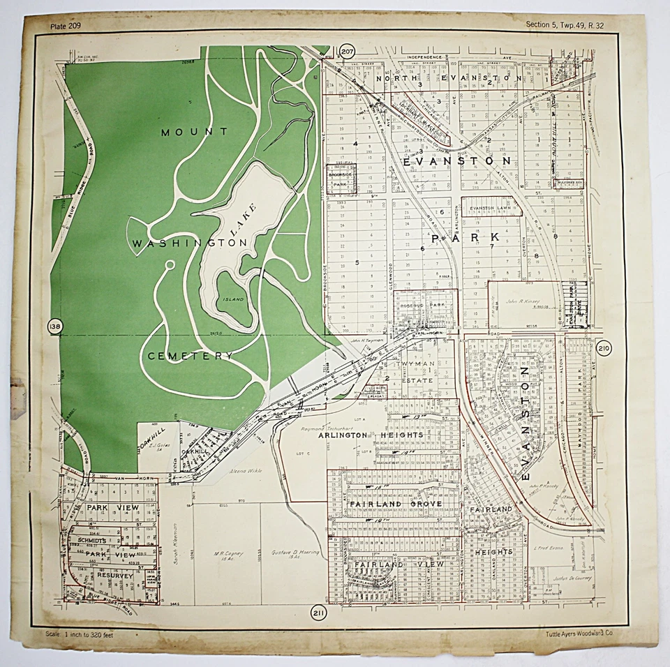 Placa litográfica color raro mapa Atlas de Kansas City Missouri 1925 #208 y 209 Foto 2 de 4