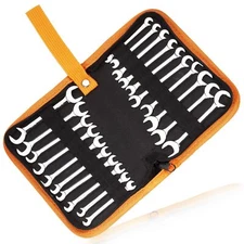 Mini Double Open End Wrench Set Metric and SAE 20 Pcs 4-11mm & 5/32" to 7/16"