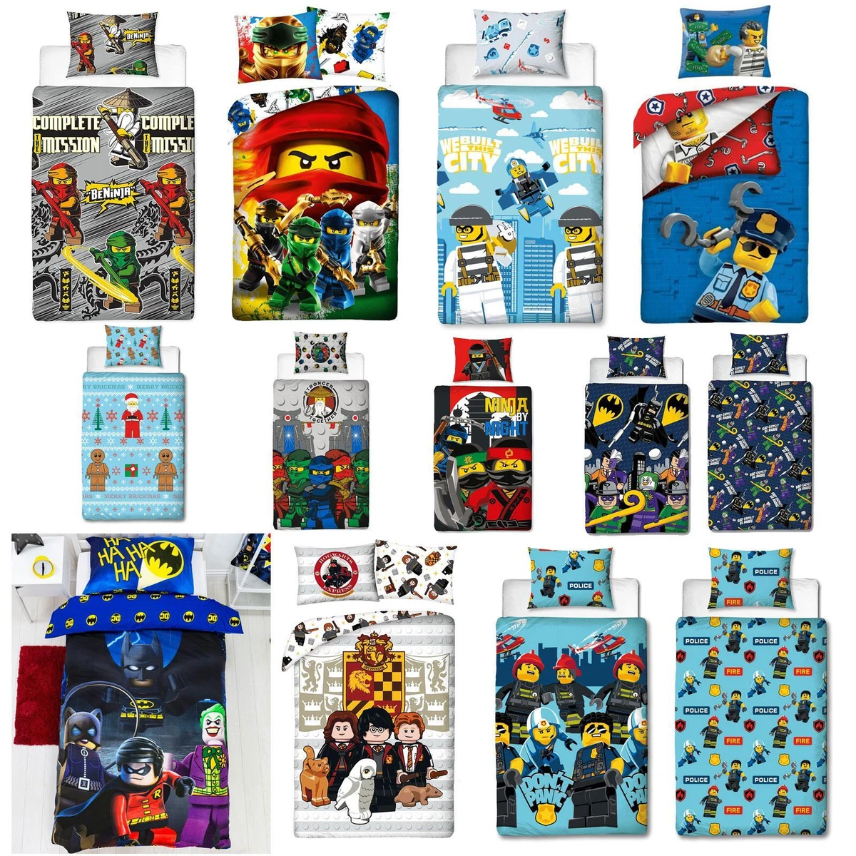 OFFICIAL LEGO SINGLE DUVET COVER SET KIDS BOYS NINJAGO STAR WARS