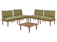 4-Sitzer Lounge Set 5-Teilig Akazienholz Hellbraun Auflagen GrüN Frascati