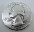 1943 Denver Mint USA Washington Quarter Dollar 90% Silver 25c Coin Mint D A07