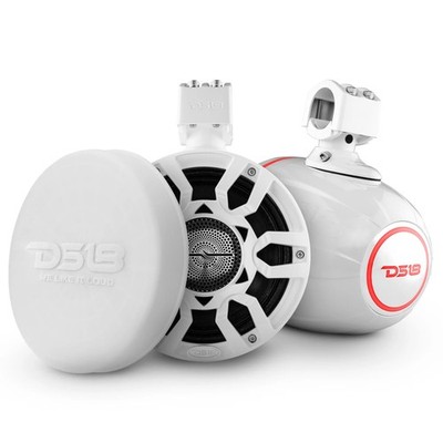 8'' 250 Watt RMS 4-Ohm Marine Wake Tower Speakers RGB Matte White Pair DS18