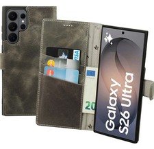 Case For Samsung Galaxy S26 Ultra 5G Book Case Protection Cover Antique Gray