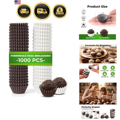 1000Pcs Brigadeiro Forminhas Brown White Mini Cupcake Truffle Liners