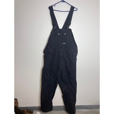 Walls Blizzard Pruf Overalls Mens Large Black Good Canvas Work Bibs