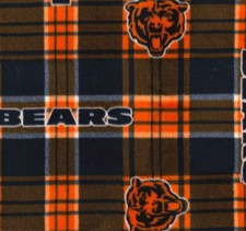 Fleece , Football, Chicago Bears Plaid Fleece Fabric 60' Wide Per Yard.