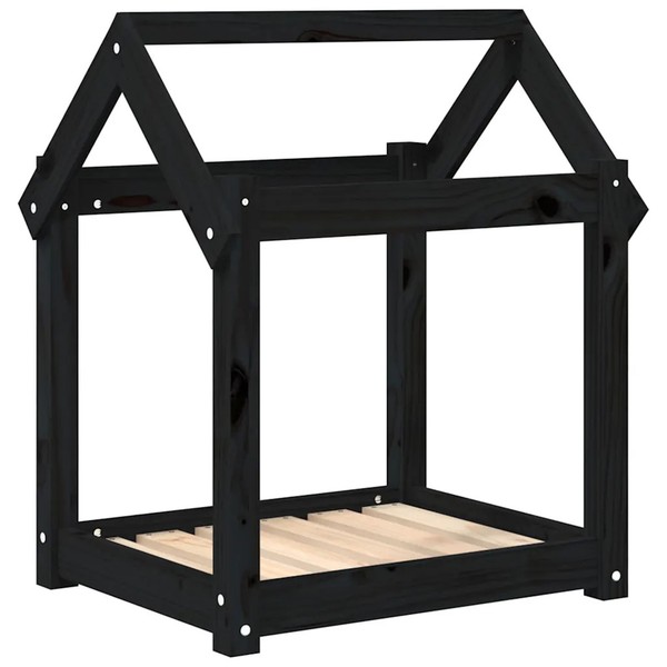 Hundebett Schwarz 61X50X70 Cm Massivholz Kiefer-image