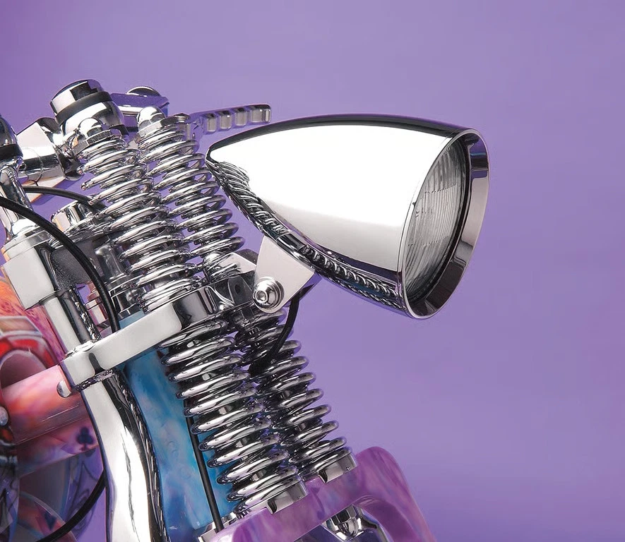 Vientos en contra 4 1/2 pulgadas. Faro Concours Rocket - Cromo Motocicleta Bicicleta de Calle Foto 3 de 4