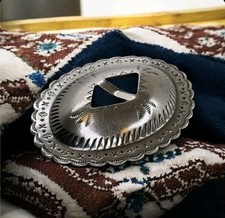Vintage Navajo Silver Concho Belt Slide Hand Stamped Old Pawn 1950s-1970s