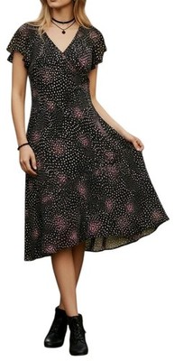 Vtg 90s Womens Black Polka-dot Babydoll Grannycore Whimsigoth Dress Sz 12