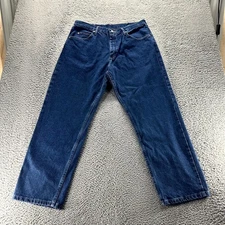 Wrangler Authentic Jeans Mens 36x30 Blue Cotton Denim Baggy Straight Relaxed Fit