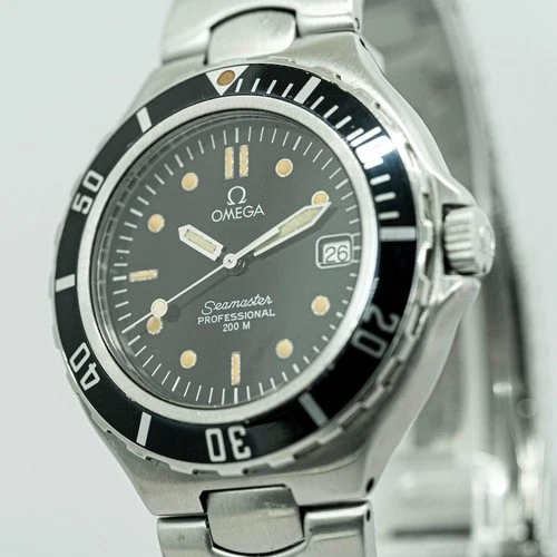 *Vintage* OMEGA Seamaster professional 200m Cal.1438 Quartz Date Black 36mm Men