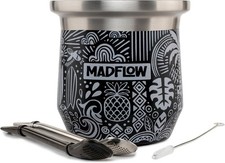 Yerba Mate Cup Stainless Steel 8 Oz Tiki Blac...