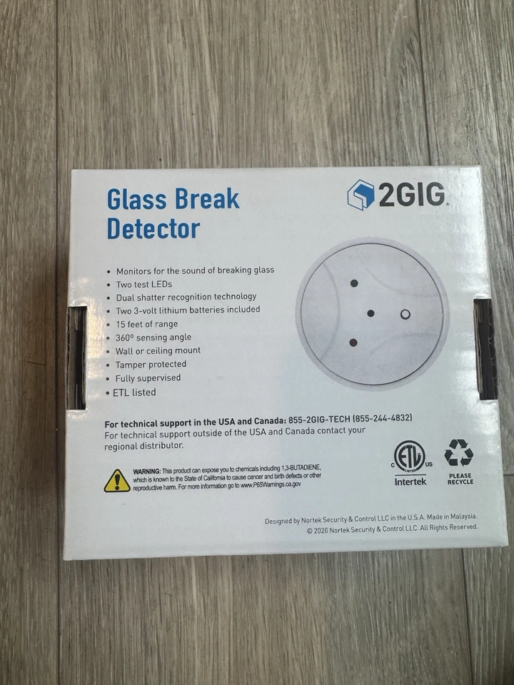 Brand New 2GIG GB1-345 Glass Break Detector – Wireless 345 MHz Alarm Sensor - Image 2 of 2