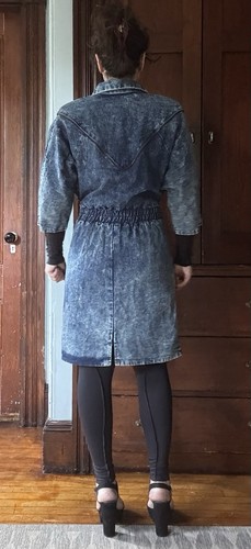 Retro Diamond's Run 80s Acid Wash Denim Sheath, ZIPPER DETAILS, Size S/M, MINT - Bild 5 von 11