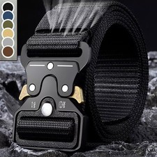 Men Quick Release Tactical Belt Black Webbing Nylon Work Military Waistbelt Gift