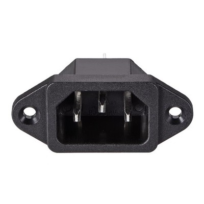 C14 Panel Mount Plug Adapter AC 250V 10A /5A 3 Pins IEC Inlet Module Plug 2pcs