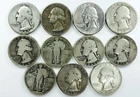 MIXED DATES WASHINGTON & STANDING LIBERTY QUARTER LOT! 11 TOTAL COINS! NR #P2217