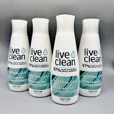 Live Clean Mineral Clay Rebalancing Conditioner 97% Plant & Naturally 4PK x 12oz