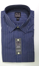 Jos A Bank Travelers Collection Navy Stripped Long Sleeve Shirt Size L B4