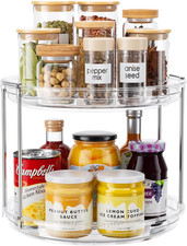 2 Tier Lazy Susan Organizer Clear Rotating Turntable for Cabinet Pantry