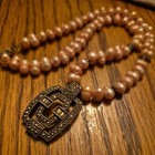 Vintage Art Deco Sterling Silver Marcasite Genuine Pink Pearl Pendant Necklace — photo 2
