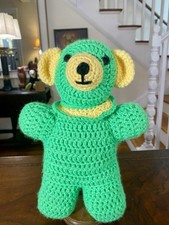 11  Homemade Bright Green Yellow Crochet Teddy Bear Plush Baby Toy